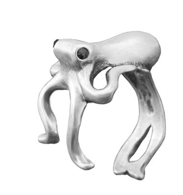 Oktopus Ring Miniblings Fingerring Tintenfisch Krake Oktopode Kraken verstellbar
