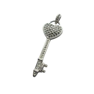 Anhänger Schlüssel Key mit Swarovski Kristallen weiß Silber Damen Mädchen NEU