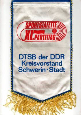 Wimpel Sportstafette XI. Parteitag DTSB der DDR Kreisvorstand Schwerin-Stadt