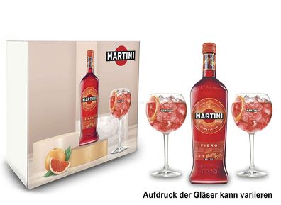 Martini Geschenkset Giftbox Geschenk Box Martini Fiero Wermut 1L (14,4% Vol)