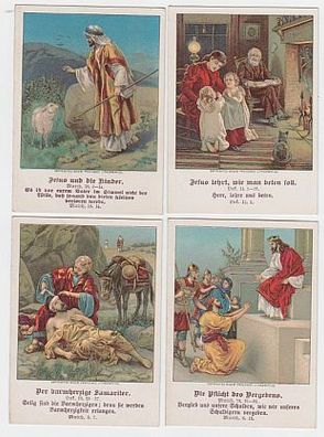 4 Sammelbilder "Kleine Lehrbilder aus der Bibel" 1906 (109778)