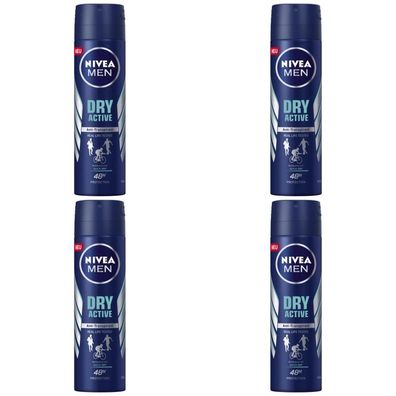 31,88EUR/1l 4 x Nivea 150ml Men Deo Dry Active Deodorant Deo Spray