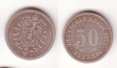 50 Pfennig Silber Münze 1876 J (109672)