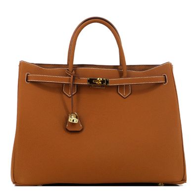 STUDIO. MUNET | Cognac | Gold | Icone 40 Tote Leder Bag Shopper Handtasche