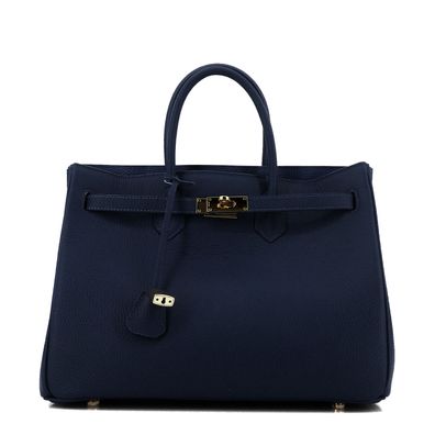 STUDIO. MUNET Classic Blau | Gold | Icone 35 Tote Leder Bag Tasche Handtasche