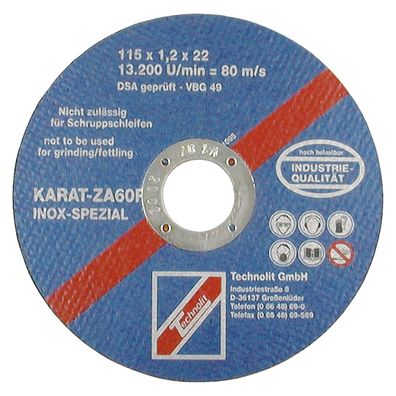 Technolit Trennscheibe Karat ZA 60 R INOX Spezial - diverse Durchmesser