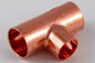 2x Kupferfitting Reduzier-T-Stück 22-18-22 mm 5130 Lötfitting copper fitting CU