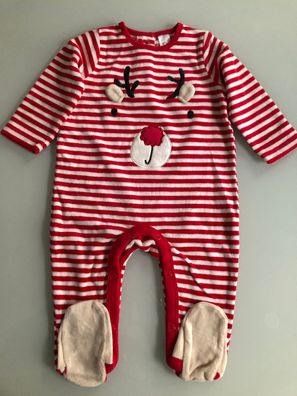 Baby Schlafanzug Bio-Baumwolle Strampler Ren Rentier Weihnachten Nikolaus Weiß Rot