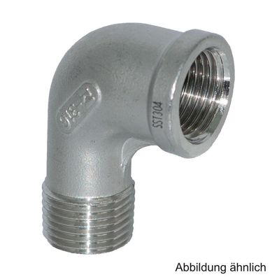 Edelstahl Winkel 90Â° mit 1 Innengewinden 1 Außengewinde, Serie 92, 3/4"