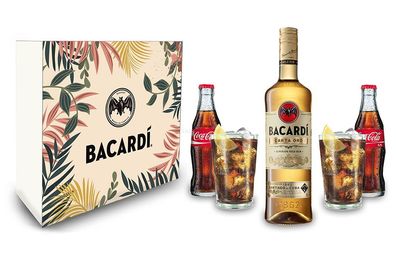 Geschenkset Bacardi Carta Oro Gold Rum 0,7l (40% Vol) + 2x Coca Cola 0,2L Mehrw