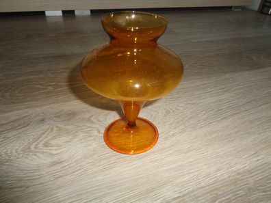 Vase -gelb-mundgeblasen Lauscha -12,8cm hoch
