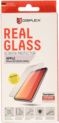 Displex Real Glass 0,33mm + Rahmen für Apple iPhone 6, 7, 8, SE (2020) - Displayschu