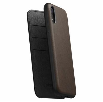 Nomad Folio Leather Rugged Etui für Apple iPhone Xr - Rustic Brown (Braun)