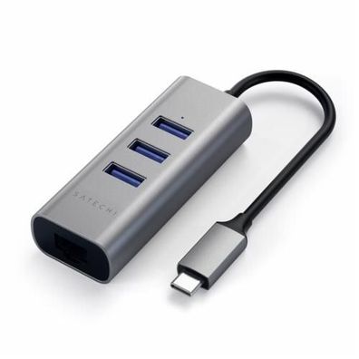 Satechi Type-C 2-in-1 - 3 Port USB 3.0 Hub und Ethernet - Space Grey (Grau)
