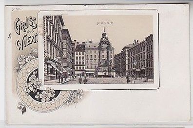 63391 Ak Lithographie Gruß aus Wien hoher Markt um 1900