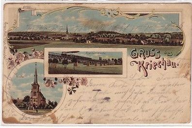 27410 Ak Lithographie Gruss aus Krieschau 1904