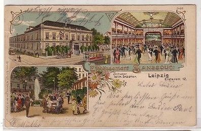 47211 Ak Lithographie Etablissement Sanssouci Leipzig 1906