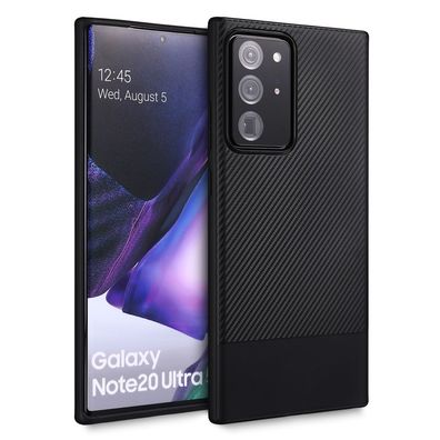 doupi TPU Case Samsung Note 20 Ultra 6,9" Schutz Hülle Cover Etui Schwarz Carbon Look