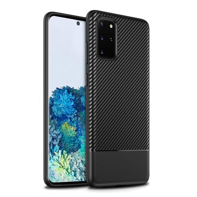 doupi Ultra Slim Case Samsung S20 TPU Schutz Hülle Silikon Cover Carbon Fiber Look