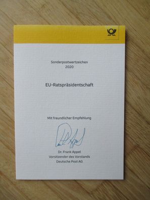 Deutsche Post Chef Dr. Frank Appel Autogramm & Sonderpostwertzeichen 2020!!!