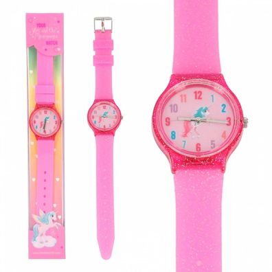 Depesche 6945 Ylvi and the Minimoomis Silikon-Armbanduhr Kinderuhr Einhorn rosa