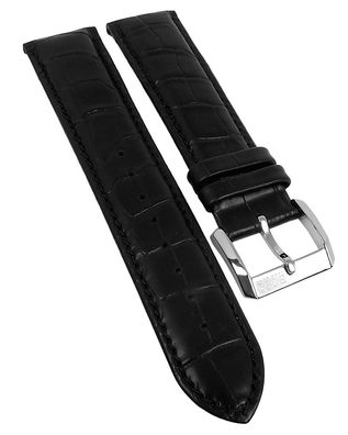 Hugo Boss | Uhrenarmband 22mm Leder gepolstert Kroko-Optik schwarz