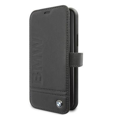 BMW Leder Etui Schutz Tasche mit Logo für Apple IPhone 11 - Schwarz