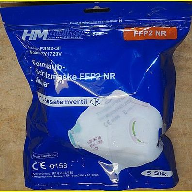 5 Feinstaub - Schutzmasken FFP2 mit Ausatemventil - nicht medizinisch