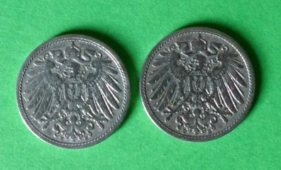 2 x 10 Pfennig Deutsches Reich 1896 Münzen 2 x E