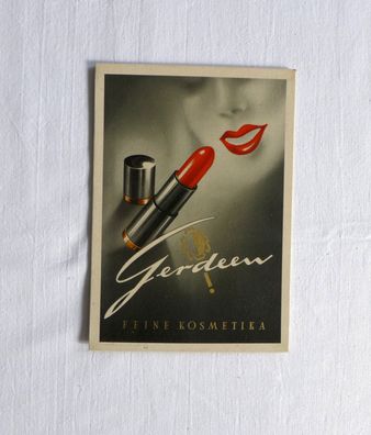 Pappschild Gerdeen Kosmetika DDR Gravo Druck Halle 1959 Lippenstift Reklame Werbung