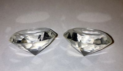 2 Deko Diamanten aus Glas 4 cm