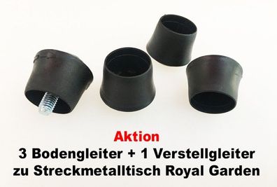 Bodengleiterset zu Streckmetalltisch Royal Garden 25mm schwarz