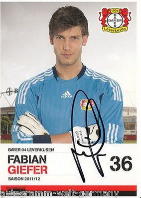 Fabian Giefer Bayer Leverkusen 2011-12 1. Karte TOP + A 67474