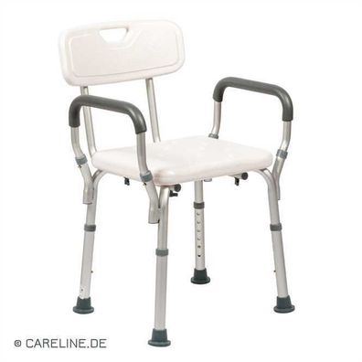 Careline - Duschstuhl mit Arm-und Rückenlehne, höhenverstellbar M-1051