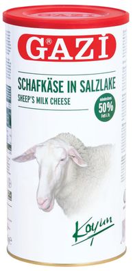 Gazi Schafskäse in Salzlake 9x 800g 50% Fett i. Tr Käse Dose Schafkäse Koyun peyniri