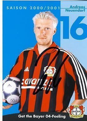Andreas Neuendorf Bayer Leverkusen 2000-01 Autogrammkarte + A 67727
