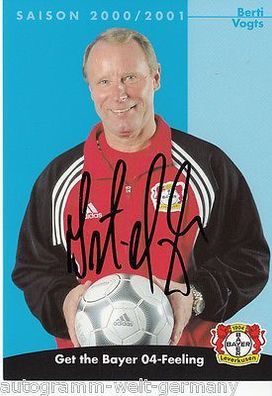 Berti Vogts Bayer Leverkusen 2000-01 Autogrammkarte + A 67730