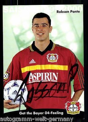 Robson Ponte Bayer Leverkusen 1999-00 Autogrammkarte + A 67782