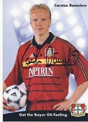 Carsten Ramelow Bayer Leverkusen 1998-99 Autogrammkarte + A 67797