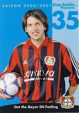 Diego Placente Bayer Leverkusen 2000-01 Autogrammkarte + A 67734