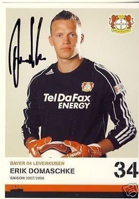Erik Domaschke Bayer Leverkusen 2007-08 Autogrammkarte + A 67556