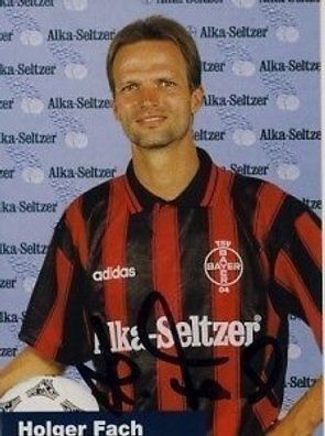 Holger Fach Bayer Leverkusen 1995/96 Autogrammkarte + A 67887