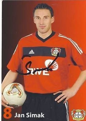 Jan Simak Bayer Leverkusen 2002-03 Autogrammkarte + A 67687