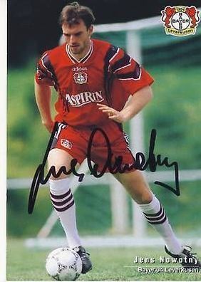 Jens Nowotny Bayer Leverkusen 1997-98 Autogrammkarte + A 67832