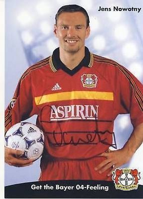 Jens Nowotny Bayer Leverkusen 1998-99 Autogrammkarte + A 67806