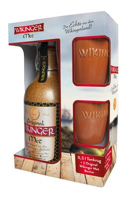Original Behn Wikinger Met Honigwein 11,0% Vol., 0,5 Liter + 2 Tonkrüge Geschenk