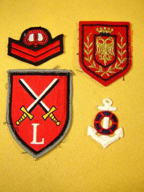 Patch Badge 4 verschiedene Aufnäher in rot weiß blau Wappen Heraldik Anker Z