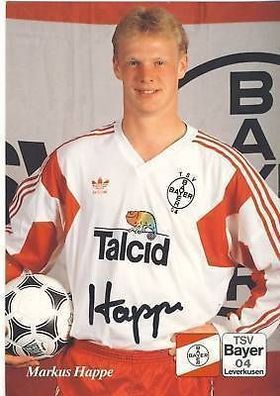 Markus Happe Bayer Leverkusen 1991-92 Autogrammkarte + A 67953