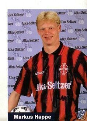 Markus Happe Bayer Leverkusen 1995-96 Autogrammkarte + A 67892