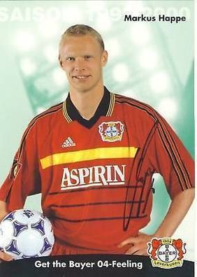 Markus Happe Bayer Leverkusen 1999-00 Autogrammkarte + A 67778